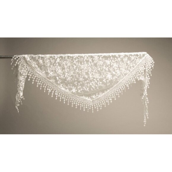 White Lace Shawl Vintage Floral Scarf Feminine Accessory - Picture 1 of 3